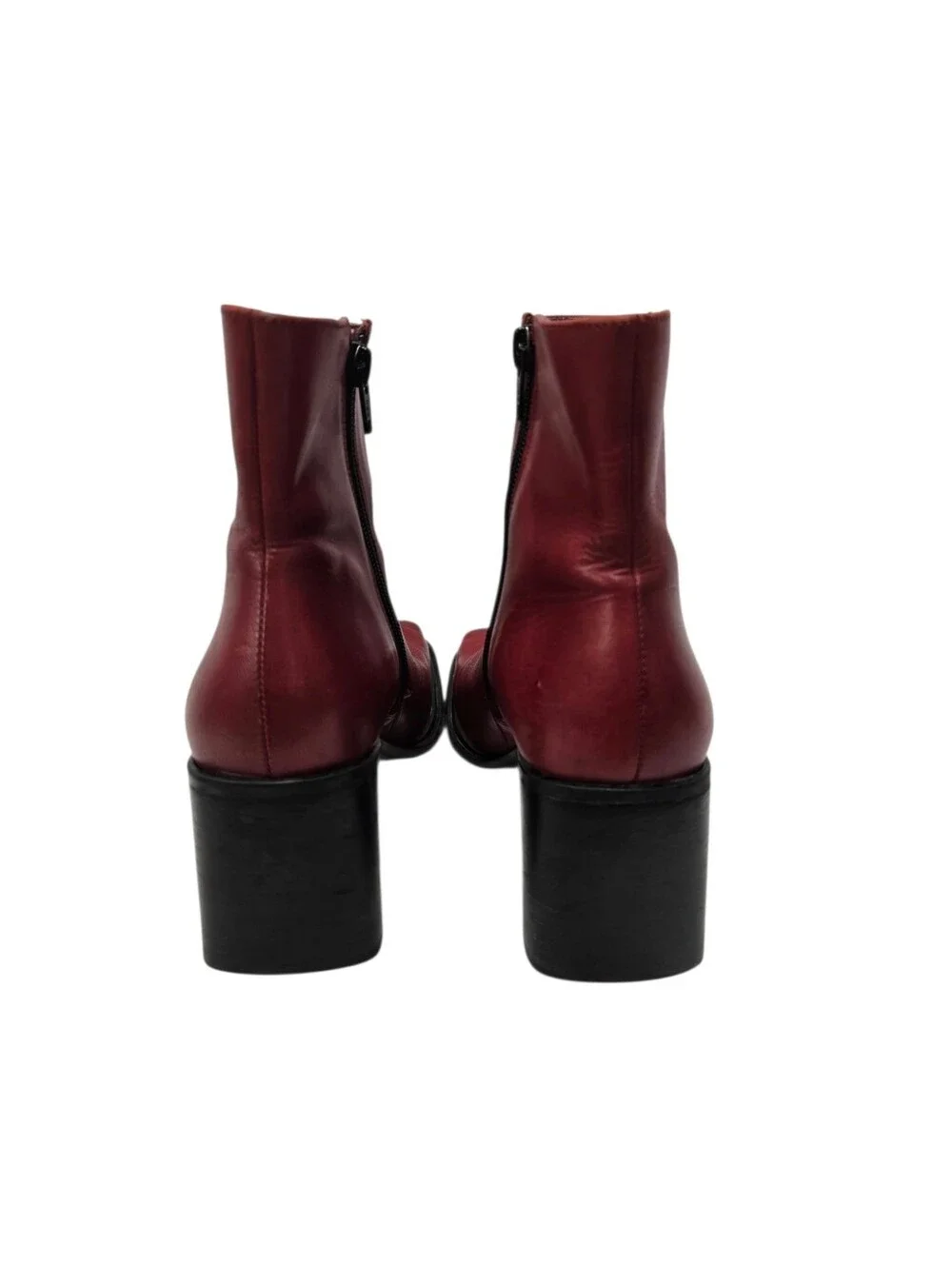 Vintage Y2K Diba Courtney Chunky Square Toe Leather Ankle Boots in Red